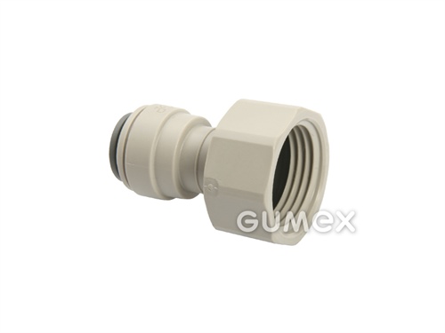 Přímá spojka JOHN GUEST, pro trubku 5/16", vnitřní závit BSP 1/2", o-kroužek NBR, acetal kopolymer, šedá